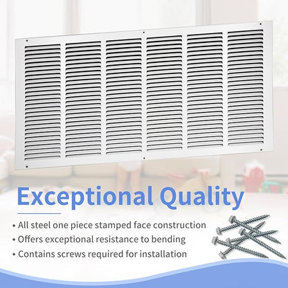 30"W x 14"H [Duct Opening Size] Steel Return Air Grille, Air Return Vent Cover for Ceiling and Sidewall - HVAC Air Vent Covers - [Outer Dimensions: 31.75"W x 15.75"H]