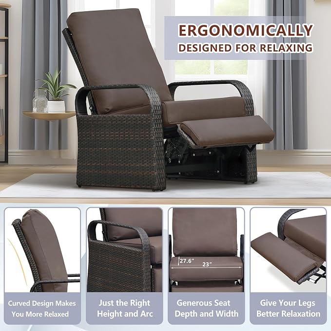 Outdoor Recliner, Outdoor Wicker Recliner Chair - Image 8