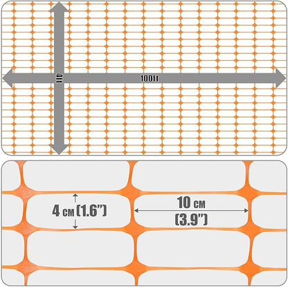 Fencer Wire 4 ft. Safety Fence, 100 ft. Orange Plastic Fencing Roll for Construction, Pet and Event Fencing, 4 cm x 10 cm Mesh