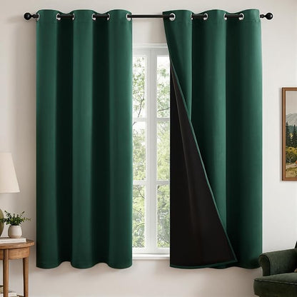 MIULEE Hunter Green 100% Blackout Curtains by MIULEE