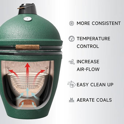 13.5'' Stainless Steel Heavy Duty Ash Charcoal Basket for Large Big Green Egg Grill, Kamado Joe Classic, Pit Boss, Louisiana Grills, Primo Kamado Grill & Other Similar Grills