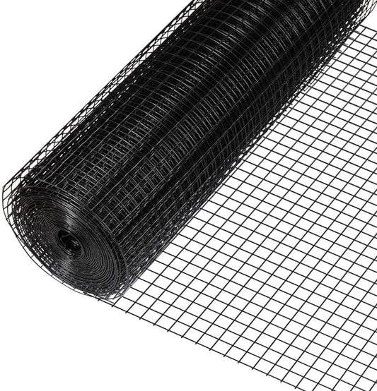 Fencer Wire 16 Gauge Black Vinyl Coated Welded Wire Mesh Size 1 inch by 1 inch for Home and Garden Fence, Protect Chickens Rabbits and Farmed Animals (c. 3 ft. x 50 ft.)
