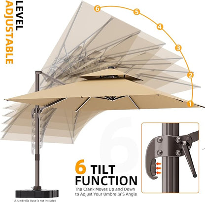 10' X 13' Outdoor Patio Umbrella Large Rectangle Cantilever Umbrella Heavy Duty - Image 7