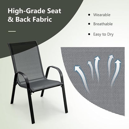 MEDIMALL Patio Chairs, Stackable Patio Chairs Set of 4, Outdoor Dining Chairs - Image 4
