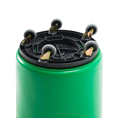 PRO&Family Commercial Round Trash Can with Lid and Dolly Rolling Waste Container, Ingredient Bin, Heavy-Duty Plastic, Anti-Static, Kitchen, Office, Outdoor Use (Green, 44 Gallon)