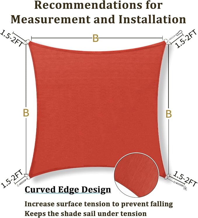 Shade&Beyond Custom Sun Shade Sail 20'x26'RectangleSun Sail Shades Patio UV - Image 6