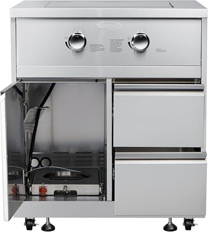 KoolMore 32 in. Outdoor Kitchen Liquid Propane Side Burner with Bottom Cabinet in Stainless-Steel (KM-OKS-SBC)