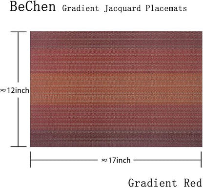 Vinyl Placemats,Washable Table Mats Easy to Clean Woven Placemats for Dining Table Set of 4(Red)