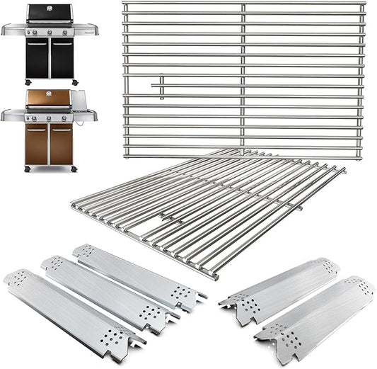 Replacement Grill Parts for Home Depot Nexgrill 5 Burner 720-0888A 720-0888 720-0888N 720-0888S,Cooking Grates & Heat Plates for Nexgrill 4 Burner 720-0830 720-0830HM 720-0830H,Stainless Steel