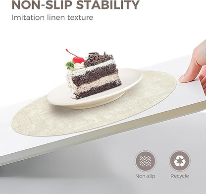 13" Round Placemats Set of 6, NCUE Dual-Sided Faux Leather Heat Resistant Table Mats, Waterproof Oilproof Washable Protective Table Placemats with Coaster, Wipeable Vinyl for Indoor & Outdoor Use