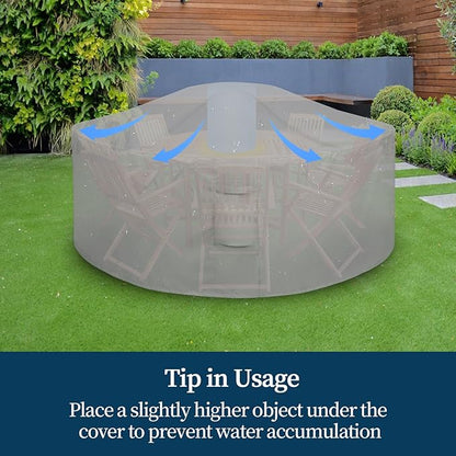 Easy-Going Round Patio Furniture Cover Waterproof Outdoor Dining Table and Chair Cover Anti-UV Outside Sectional Sofa Set Covers (62"DIA x 28"H, Grey)