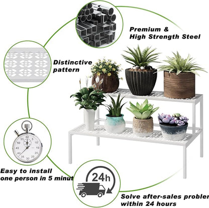 2-Tier Metal Plant Stand, Heavy Duty Flower Pot Display Rack | 2-tier design - Image 3
