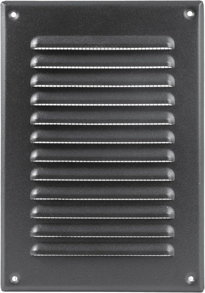 Square Ventilation Grille / 5" x 7" Inch Inside Measurement/Black Metal Air Vent Louver - Inside/Outside use / 6.5" x 9.5" Inch Outer Measurement