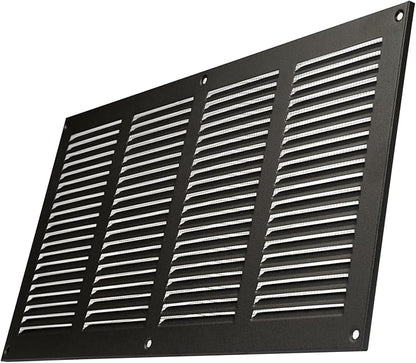 Repa Market Air Vent Cover 16x8 Inch (Outer Dimensions) Anthracite Galvanized Steel Louvered Grill Cover with Mesh Screen/Wall or Ceiling Vent/HVAC Register for Indoor and Outdoor Ventilation