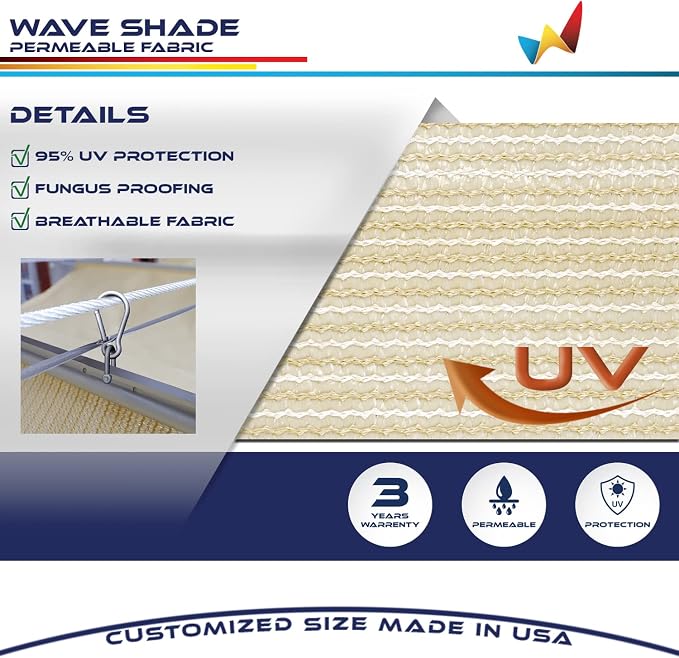 Windscreen4less 7' x 40' Retractable Sun Shade Canopy Cover Sliding Wave Shade - Image 3