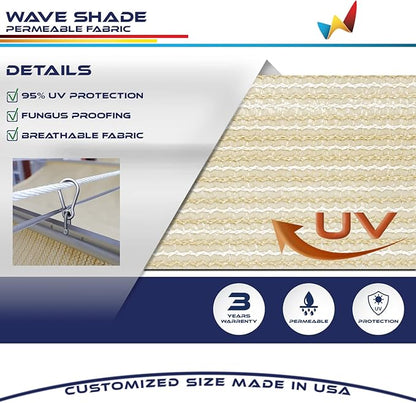 Windscreen4less 7' x 33' Retractable Sun Shade Canopy Cover Sliding Wave Shade - Image 3