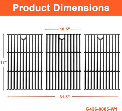 DELSbbq 17" Grill Grates for Charbroil Performance 6 Burner 463228622 463229021 463229521 463229521B 463284422, Cooking Grids for Charbroil Grills, Replacement Parts for G426-0005-W1, Cast Iron