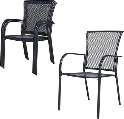 Outdoor Metal Patio Chairs Set of 4, Stackable Iron Mesh Dining Chairs - Image 7