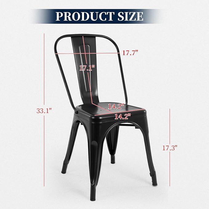 FDW | Metal Dining Chairs | Set of 4 - Image 3