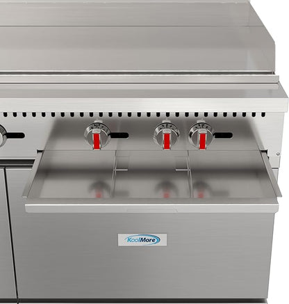 KoolMore 60 in. Double Oven Commercial Cooking Range with 48 in. Griddle and 2 Burners, ETL Listed in Stainless-Steel (KM-CRG482-NG)