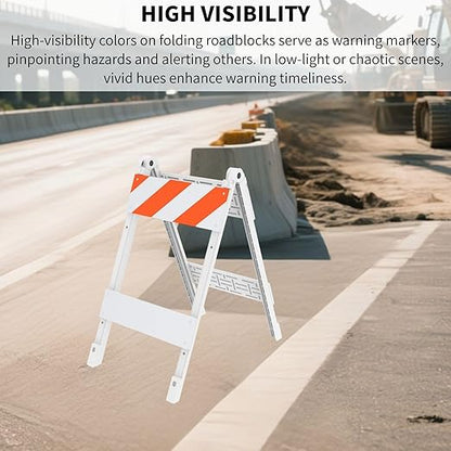 Type I Foldable Traffic Barricade, 1 Pack Folding Road Safety Sign with 8"x24" Top Panel with Film and 6"x24" Bottom Panel, Construction Warning Barrier
