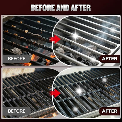 Bristle Free Steam Grill Brush for Outdoor Grill, Safe No Wire Replacement Brush Head with Scraper, Heavy-Duty Grill Cleaning Tool for Weber Spirit & Genesis, Napoleon Rogue & Prestige, Red
