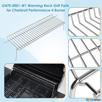 G470-0001-W1 Warming Rack Grill Parts for Charbroil Performance 4 Burner 463342119 463332718 463342119 463376117 463376217 463335517, Swing Away Grid for Charbroil Grill Replacement Parts