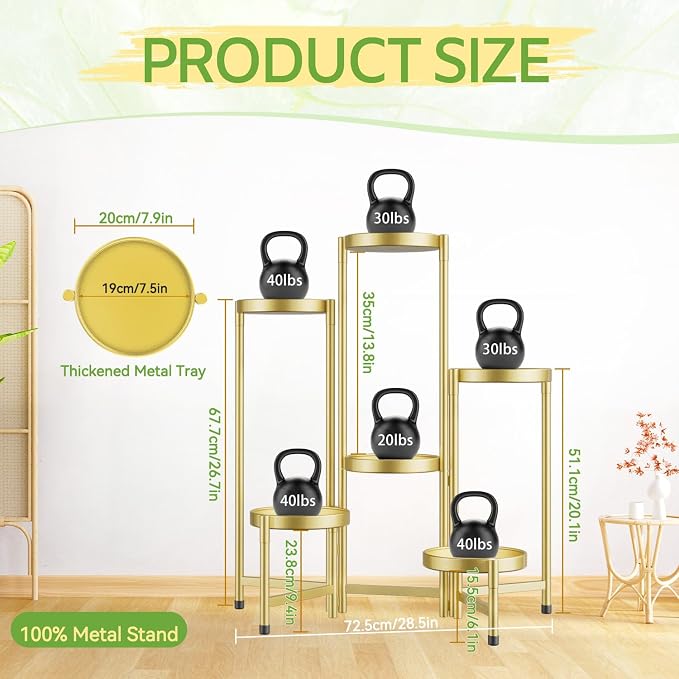 iDavosic.ly Plant Stand Indoor Outdoor, 6 Tier Metal Corner Shelf, Folding - Image 3