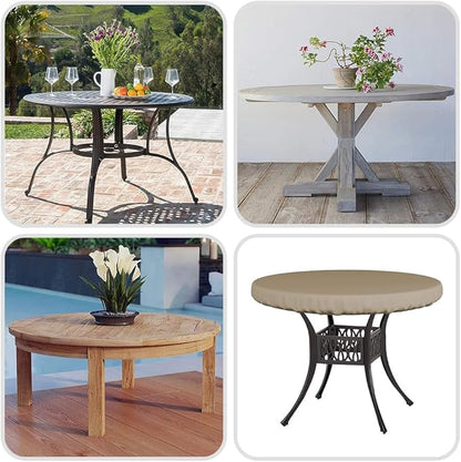 Covers & All Round Table Top Cover, 12 Oz Waterproof UV & Weather Resistant Patio Table Cover, Outdoor Table Cover for Patio Outdoor Furniture & Coffee Table (36" Dia x 4" H Inches, Beige)