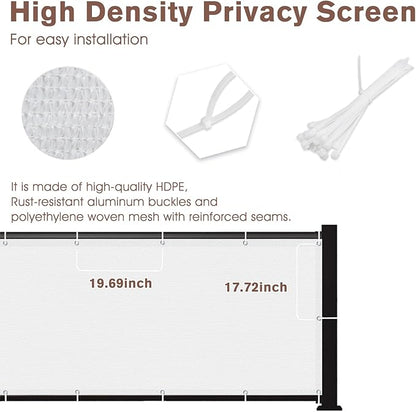 SUNNY GUARD 3FTx10FT White Balcony Privacy Screen Fence, Apartments Railing, Heavy Duty Wind Screen for Outdoor,Deck,Backyard,Patio Privacy（We Make Custom Sizes）