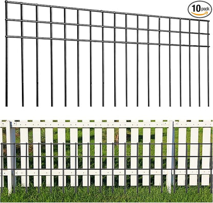 32x10-inch No Dig Animal Barrier Fence, 10 Pack Black Dig Protective Fence with 1.5 inch Spike spacing, Dog/Rabbit/Groundhog Underground Defence, for Outdoor Garden Patio