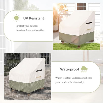 Patio Adirondack Chair Cover 32 W x 35 D x 36 H inches,600D Heavy Duty Waterproof Outdoor Chair Covers,Patio Furniture Covers for Adirondack Chair,Beige