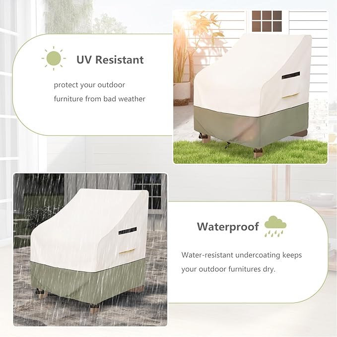 Patio Adirondack Chair Cover 35 W x 37 D x 36 H inches,600D Heavy Duty Waterproof Outdoor Chair Covers,Patio Furniture Covers for Adirondack Chairs,Beige