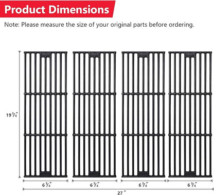 Cooking Grates Replacement Parts for Chargriller Gas Grill 2121,2123, 2222, 2828, 3001, 3030, 3725, 4000, 5050, 5252, 5650,9020,King Griller 3008, 5252,19 3/4" x 6 3/4" Each, 4 Pack