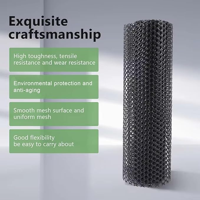 39.3IN x 65.6FT Garden Plastic Wire Mesh Fencing, Black Plastic Safety Fence Roll Poultry Breeding Netting Balcony Protection Net for Gardening Animal Pet Vegetable(Size:39.3INx32.8FT-Mesh 0.47IN)