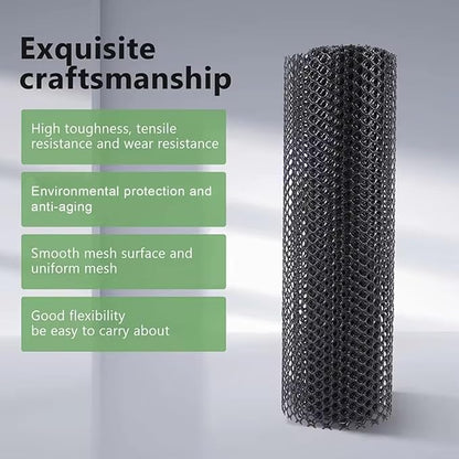 39.3IN x 65.6FT Garden Plastic Wire Mesh Fencing, Black Plastic Safety Fence Roll Poultry Breeding Netting Balcony Protection Net for Gardening Animal Pet Vegetable(Size:39.3INx98.4FT-Mesh 0.7IN)