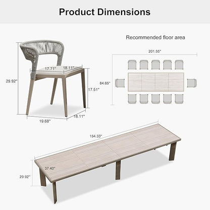 PURPLE LEAF 13 Pieces Outdoor Dining Set Patio Table and Chairs Set Aluminum Rattan Wicker Patio Furniture Set for Lawn Porch Deck Champagne