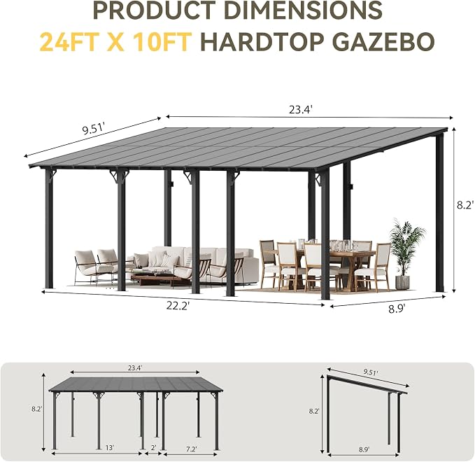 Aoxun 24’x10’ Gazebo for Patio, Gazebo Pergola - Image 2