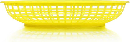 New Star Foodservice Fast Food Baskets, 9.25" x 6", Oval (Yellow, Three Dozen)