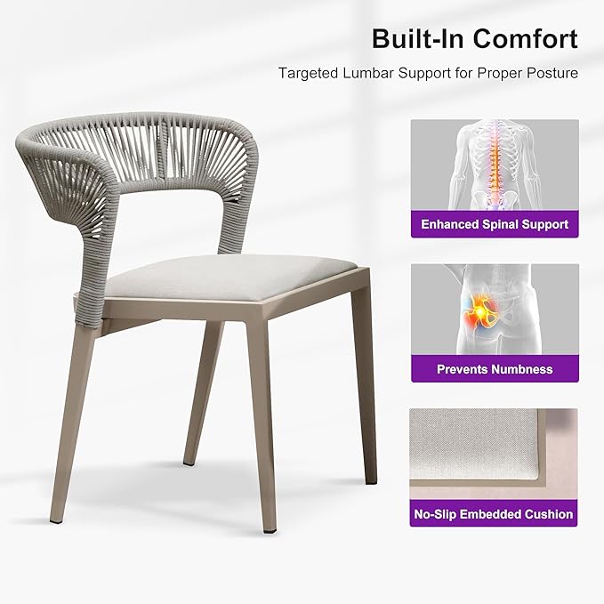PURPLE LEAF 7 Pieces Outdoor Dining Set Patio Dining Furniture Aluminum Wicker Rattan Patio Table and Chairs Set for Lawn Garden Porch Champagne