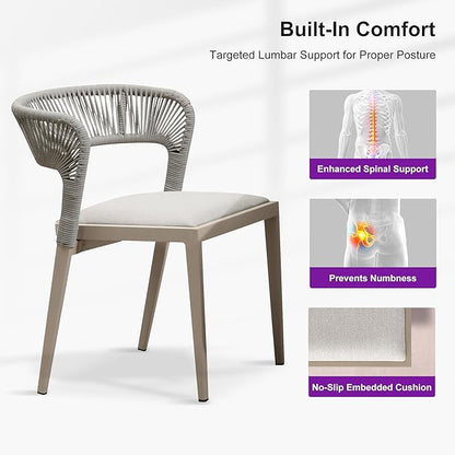 PURPLE LEAF 9 Pieces Outdoor Dining Set Patio Table and Chairs Set Aluminum Rattan Wicker Patio Dining Set for Lawn Backyard Deck Champagne