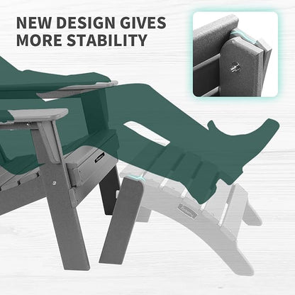FUNBERRY Folding Adirondack Ottoman, HDPE All Weather Outdoor Foot Rest, Easy Storage Patio Footstool, Ottomans and Footstools for Outside