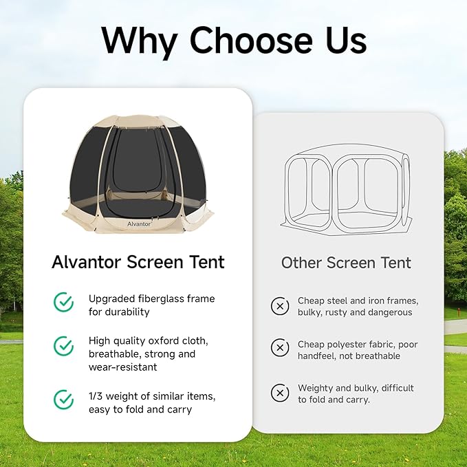 Alvantor Pop Up Screen House Tent, Instant Outdoor Gazebo - Image 2
