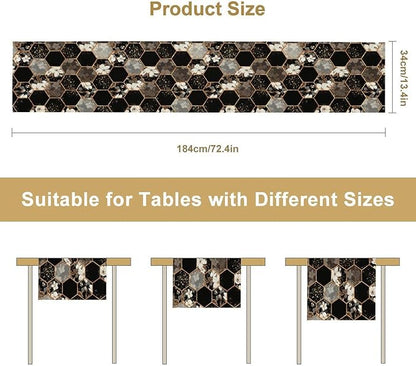 Marble Table Runner, Spring Floral Marble Geometric Texture Pattern Table Runner for Wedding Home Living Room Party Dining Kitchen 13x90in