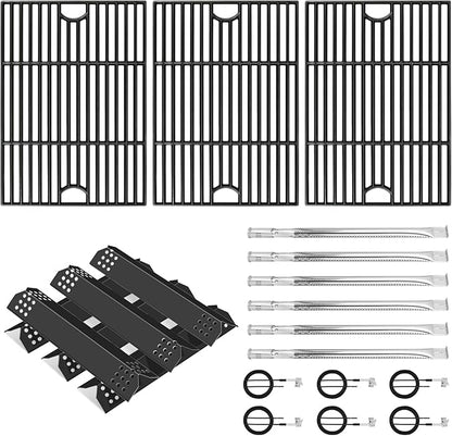Cooking Grate,Heat Shield and Burner Kit for Nexgrill Replacement Parts 6 Burner 720-0896 720-0896B 720-0896C 720-0896E 720-0896X,for Nexgrill Deluxe & Evolution 6 Burner Gas Grills
