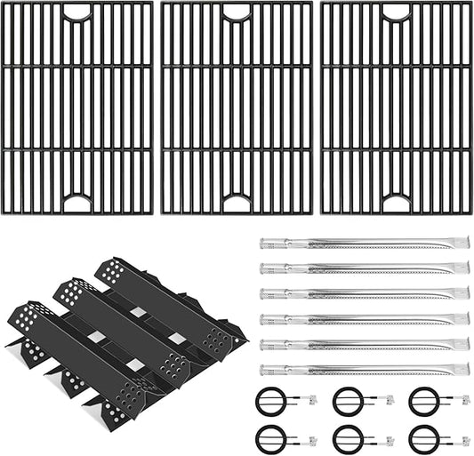 Cooking Grate,Heat Shield and Burner Kit for Nexgrill Replacement Parts 6 Burner 720-0896 720-0896B 720-0896C 720-0896E 720-0896X,for Nexgrill Deluxe & Evolution 6 Burner Gas Grills