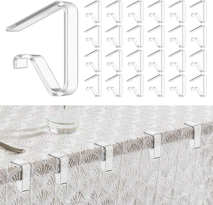 24pcs Table Cloth Holder Clips, Clear Tablecloth Clips for Indoor Outdoor Tables, Plastic Table Cloth Clip Clamps for Wedding Picnic Party Camping Birthday(Large)