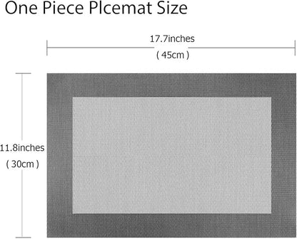 PIGCHCY Placemats Vinyl Washable Table Mats Elegant Non-Slip Placemats for Dinner Table Set of 4 (Silver)