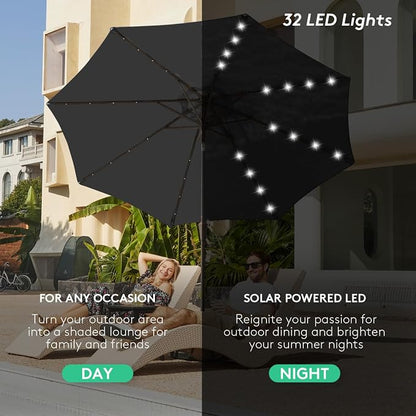 JEAREY 9' Patio Umbrella with Solar Lights, LED Umbrella, Tilt & Crank UV - Image 4