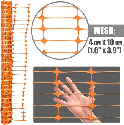 Fencer Wire 4 ft. Safety Fence, 100 ft. Orange Plastic Fencing Roll for Construction, Pet and Event Fencing, 4 cm x 10 cm Mesh